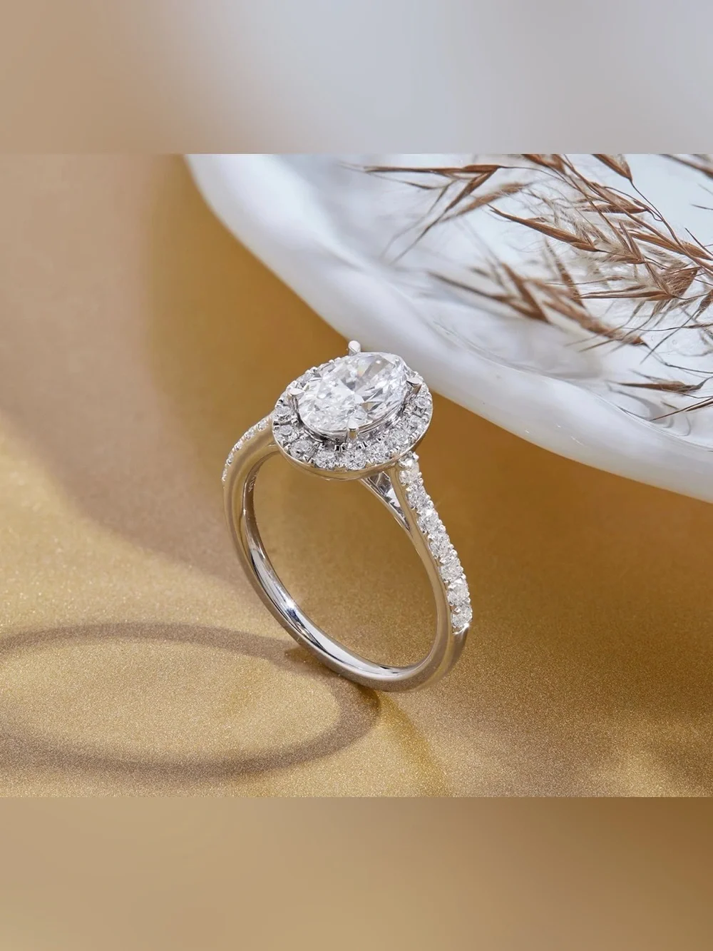 1.5 CTW Diamond Halo Ring Solid Sterling Silver White Gold Plated F-G Size 4-10